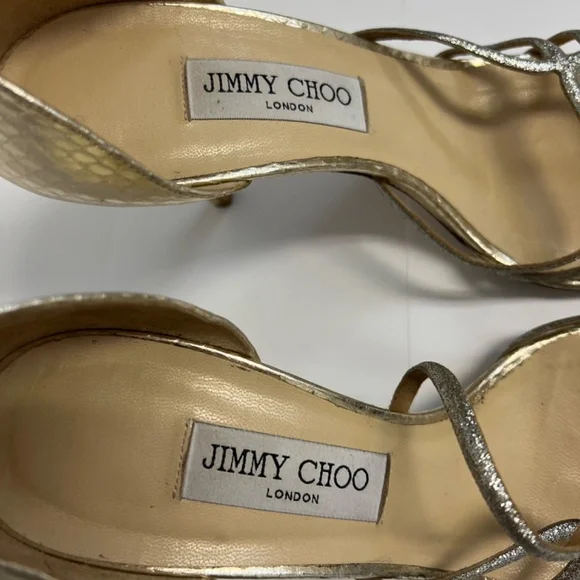 Jimmy Choo Straits D’Orsay Gold Heels - Picture 2 of 14